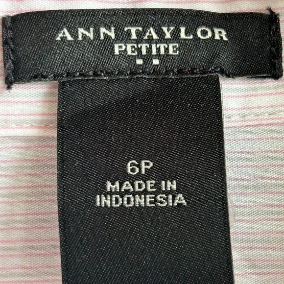 Ann Taylor Pink White Striped 100% Cotton Button Front Shirt Size 6 Petite - Picture 4 of 5